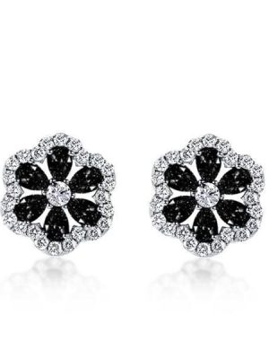 Black Sapphire Stud Earrings in Rhodium-Plated 925 Sterling Silver (3.15 CT. TW)