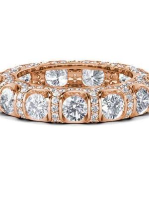 Rose Gold Plated Sterling Silver Eternity Wedding Band Round Cut 4.10 CT. TW.