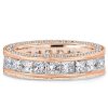 Princess Cut Eternity Wedding Band Ring in Rhodium-Plated Sterling Silver, 4.90 CTW