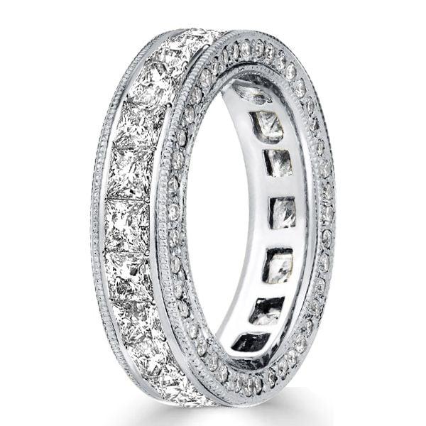 Princess Cut Eternity Wedding Band Ring in Rhodium-Plated Sterling Silver, 4.90 CTW