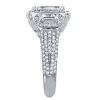 Emerald Cut Three Stone Halo Engagement Ring in Sterling Silver with Created White Sapphire
