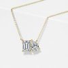 Emerald & Pear Cut Toi Et Moi Pendant Necklace - Sterling Silver, Gold, or Rose Gold