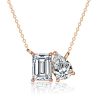 Emerald & Pear Cut Toi Et Moi Pendant Necklace - Sterling Silver, Gold, or Rose Gold