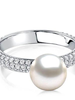 Sterling Silver Pearl Wedding Ring - 9mm Wide Band
