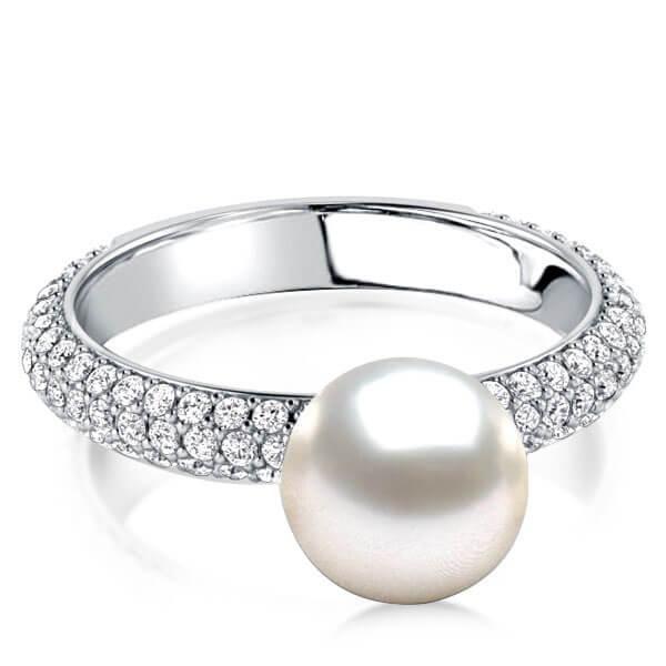 Sterling Silver Pearl Wedding Ring - 9mm Wide Band