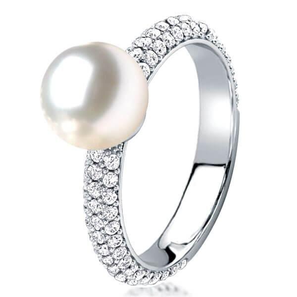 Sterling Silver Pearl Wedding Ring - 9mm Wide Band