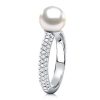 Sterling Silver Pearl Wedding Ring - 9mm Wide Band