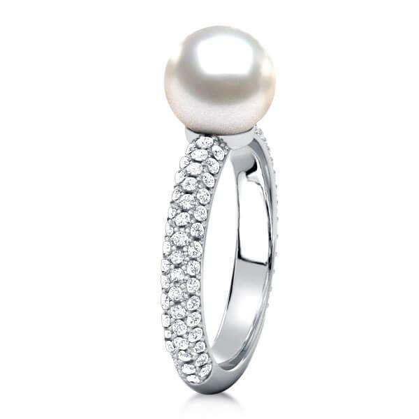 Sterling Silver Pearl Wedding Ring - 9mm Wide Band