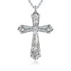 Sterling Silver Cross Necklace for Women with Rhodium Finish | Adjustable Chain Length