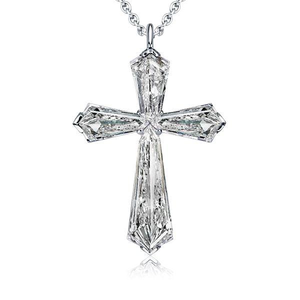 Sterling Silver Cross Necklace for Women with Rhodium Finish | Adjustable Chain Length