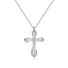 Sterling Silver Cross Necklace for Women with Rhodium Finish | Adjustable Chain Length