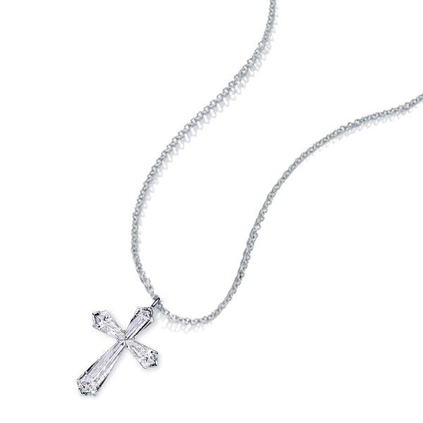 Sterling Silver Cross Necklace for Women with Rhodium Finish | Adjustable Chain Length