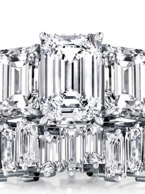 Three Stone Ladder Design Bridal Set in 925 Sterling Silver