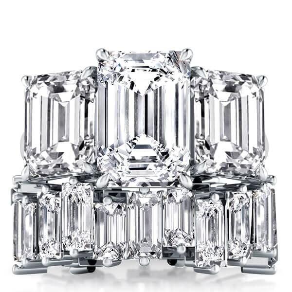 Three Stone Ladder Design Bridal Set in 925 Sterling Silver