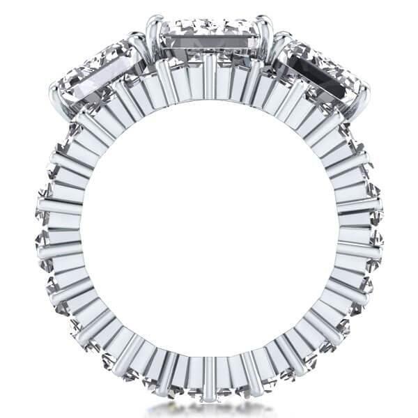 Three Stone Ladder Design Bridal Set in 925 Sterling Silver