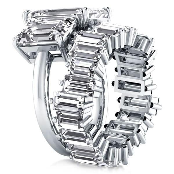 Three Stone Ladder Design Bridal Set in 925 Sterling Silver