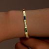 Bezel Set Blue Sapphire Emerald Ruby Tennis Bracelet in 18K Gold Plated Sterling Silver