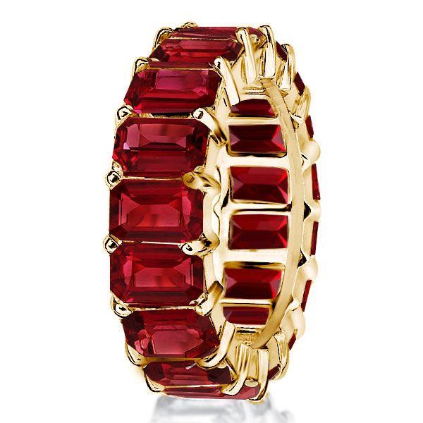 Emerald, Garnet & Gold Eternity Wedding Band - 8.50 CT. TW.