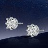 8 Prong Cushion Cut Single Stone Stud Earrings in Rhodium Plated Sterling Silver