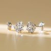 8 Prong Cushion Cut Single Stone Stud Earrings in Rhodium Plated Sterling Silver