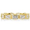 Emerald Cut Golden Eternity Wedding Band - 18K Gold Plated Sterling Silver