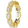 Emerald Cut Golden Eternity Wedding Band - 18K Gold Plated Sterling Silver