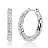 Chunky Pave Setting Hoop Earrings in Rhodium-Plated 925 Sterling Silver