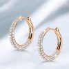 Chunky Pave Setting Hoop Earrings in Rhodium-Plated 925 Sterling Silver