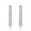 Chunky Pave Setting Hoop Earrings in Rhodium-Plated 925 Sterling Silver