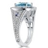 Emerald Cut Aquamarine Cocktail Ring - Micro Pave Sterling Silver