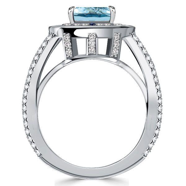Emerald Cut Aquamarine Cocktail Ring - Micro Pave Sterling Silver