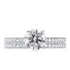 Crown Design Milgrain Sterling Silver Bridal Ring Set - 1.25 CT Center Stone