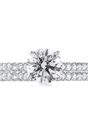 Crown Design Milgrain Sterling Silver Bridal Ring Set - 1.25 CT Center Stone