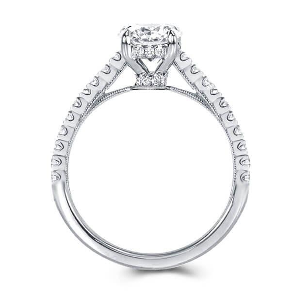 Crown Design Milgrain Sterling Silver Bridal Ring Set - 1.25 CT Center Stone