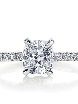 Cushion Cut White Sapphire Engagement Ring in Sterling Silver