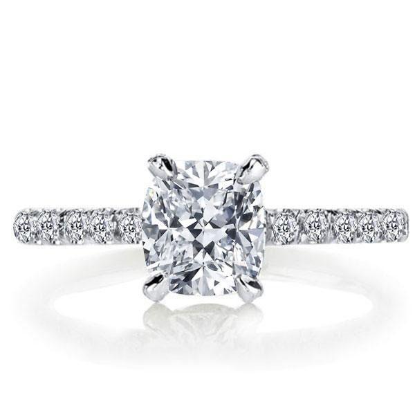 Cushion Cut White Sapphire Engagement Ring in Sterling Silver
