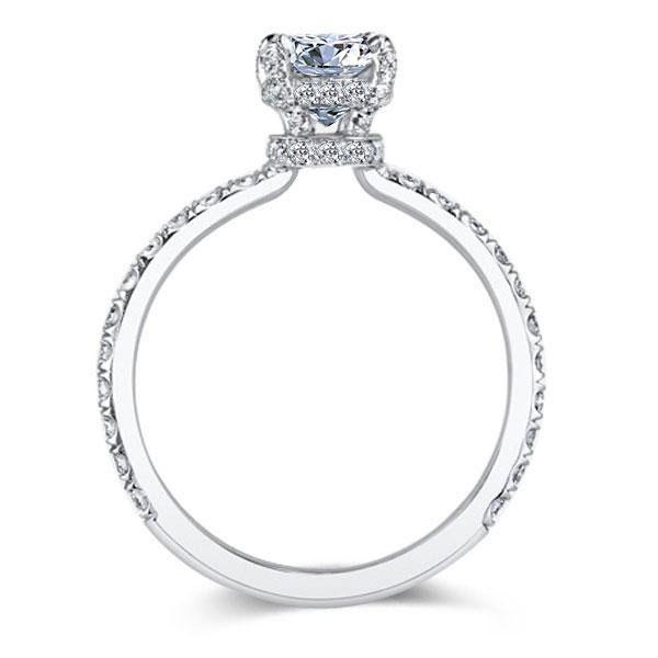 Cushion Cut White Sapphire Engagement Ring in Sterling Silver