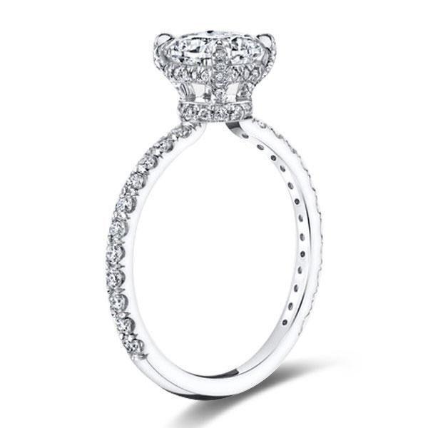 Cushion Cut White Sapphire Engagement Ring in Sterling Silver