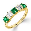 Asscher Cut Green Emerald Half Eternity Band in 18K Gold Plated Sterling Silver