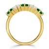 Asscher Cut Green Emerald Half Eternity Band in 18K Gold Plated Sterling Silver