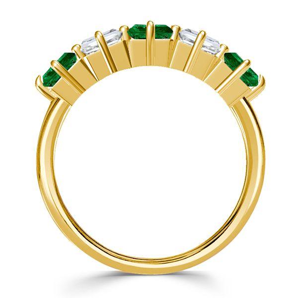 Asscher Cut Green Emerald Half Eternity Band in 18K Gold Plated Sterling Silver