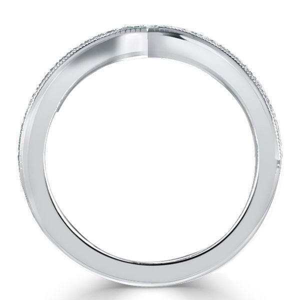 Milgrain Double Row Blue Topaz Half Eternity Wedding Band in Sterling Silver