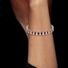 Women's Pear Cut White and Ruby Tennis Bracelet in Rhodium-Plated 925 Sterling Silver