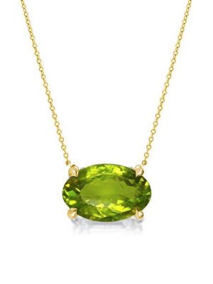 Golden Peridot Pendant Necklace - 18K Gold Plated Sterling Silver