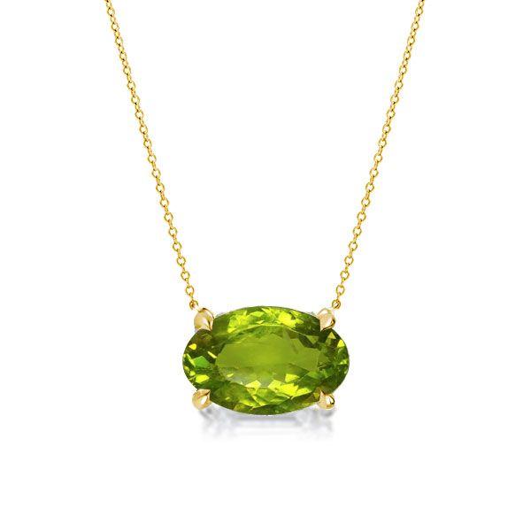 Golden Peridot Pendant Necklace - 18K Gold Plated Sterling Silver