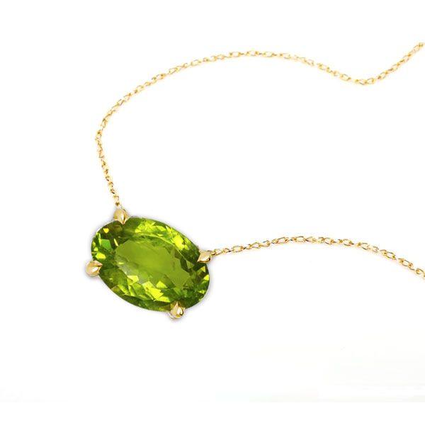 Golden Peridot Pendant Necklace - 18K Gold Plated Sterling Silver