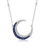 Sterling Silver Crescent Moon Pendant Necklace for Women with Adjustable Chain