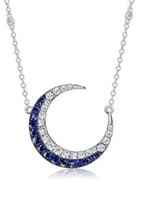 Sterling Silver Crescent Moon Pendant Necklace for Women with Adjustable Chain