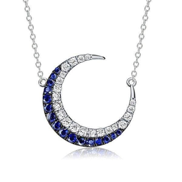 Sterling Silver Crescent Moon Pendant Necklace for Women with Adjustable Chain