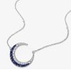 Sterling Silver Crescent Moon Pendant Necklace for Women with Adjustable Chain